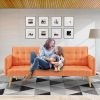 Nanbona 3 Seater Modular Linen Fabric Sofa Bed Couch Armrest Orange