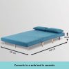 Pottstown Adjustable Corner Sofa 2-Seater Lounge Linen Bed Seat – Blue