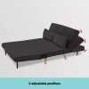 Pottstown 2-Seater Adjustable Sofa Bed Lounge Faux Velvet – Black
