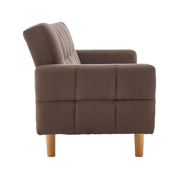 Pensacola 3-Seater Fabric Sofa Bed Futon – Brown