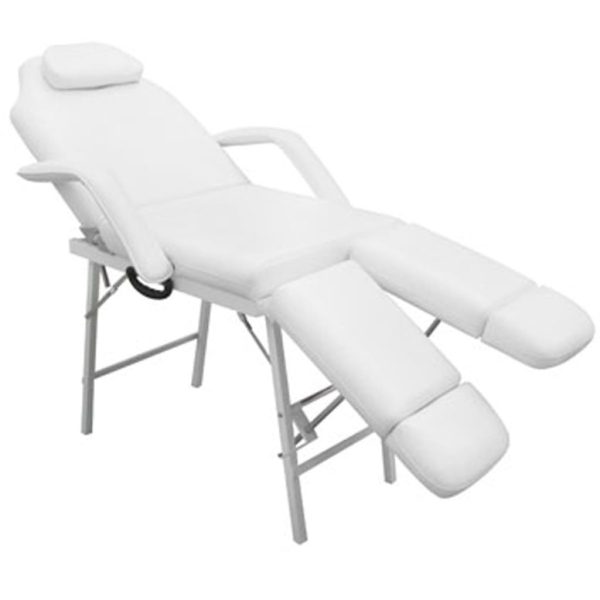 Portable Facial Treatment Chair Faux Leather 185x78x76 cm – White