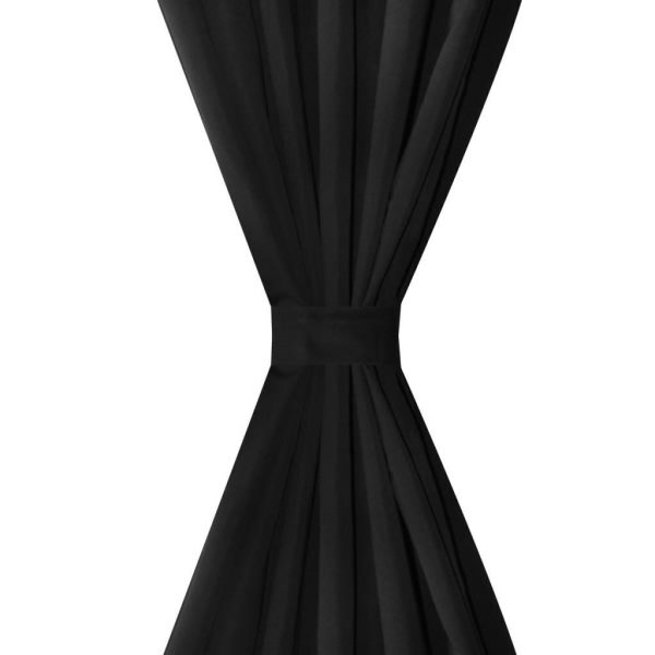 2 pcs Micro-Satin Curtains with Loops – 175 cm, Black