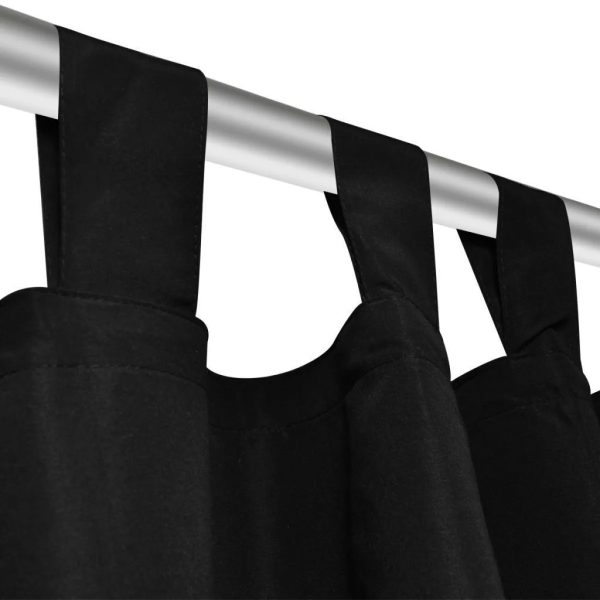 2 pcs Micro-Satin Curtains with Loops – 225 cm, Black