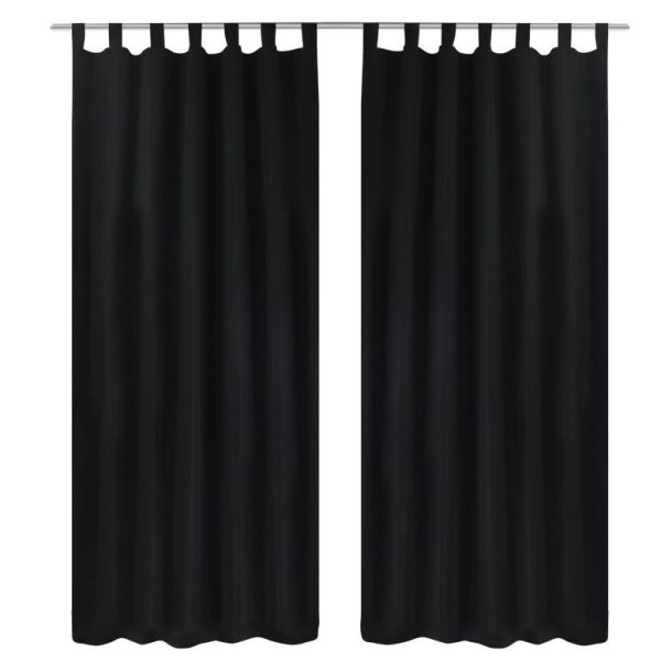 2 pcs Micro-Satin Curtains with Loops – 225 cm, Black
