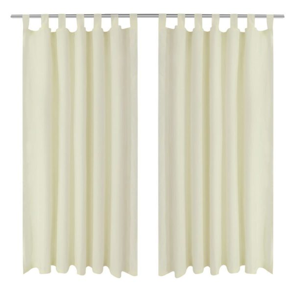 2 pcs Micro-Satin Curtains with Loops – 175 cm, Cream