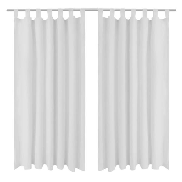 2 pcs Micro-Satin Curtains with Loops – 245 cm, White