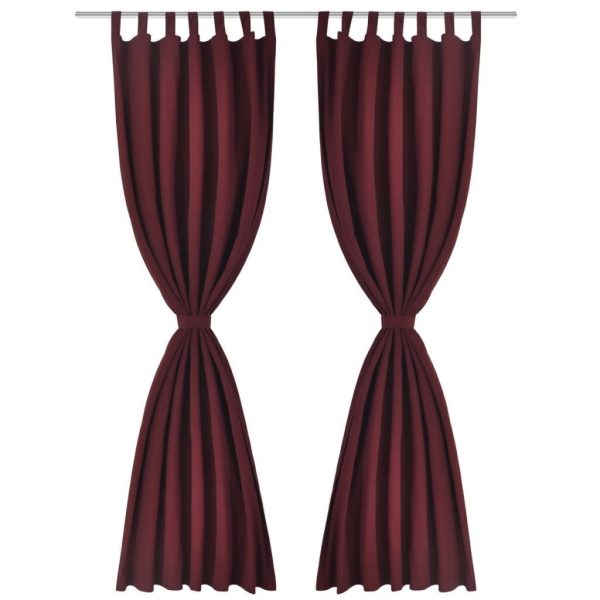 2 pcs Micro-Satin Curtains with Loops – 225 cm, Bordeaux