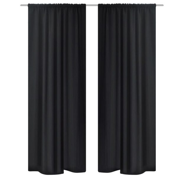 2 pcs Energy-saving Blackout Curtains Double Layer 140 x 245 cm – Black