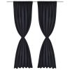 2 pcs Slot-Headed Blackout Curtains 135 x 245 cm – Black