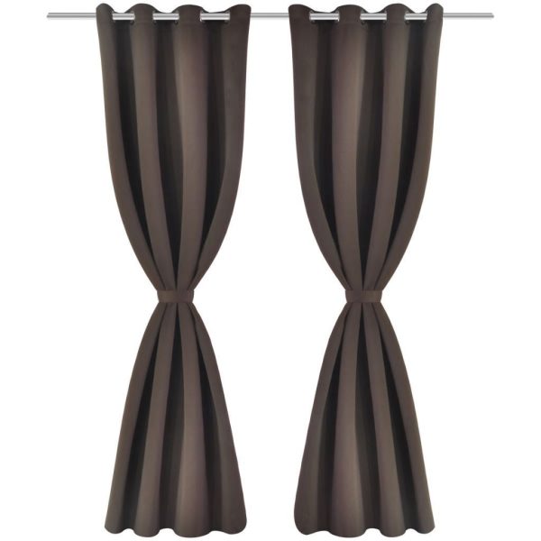 2 pcs Blackout Curtains with Metal Rings 135 x 245 cm – Brown
