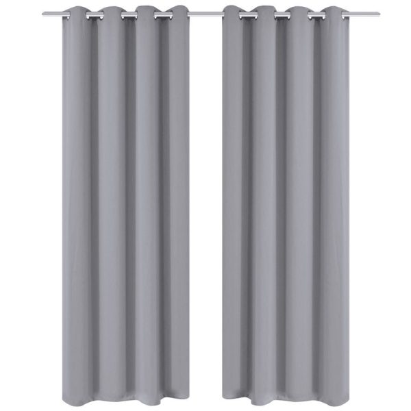 2 pcs Blackout Curtains with Metal Rings 135 x 245 cm – Grey