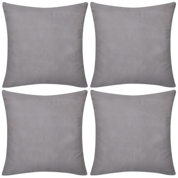 4 Black Cushion Covers Cotton – 40×40 cm, Grey
