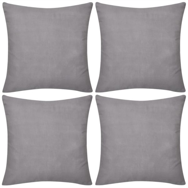 4 Black Cushion Covers Cotton – 80×80 cm, Grey