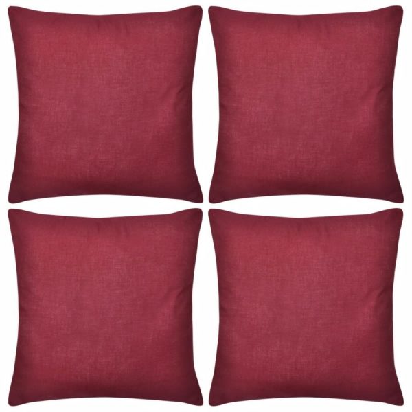 4 Black Cushion Covers Cotton – 40×40 cm, Burgundy