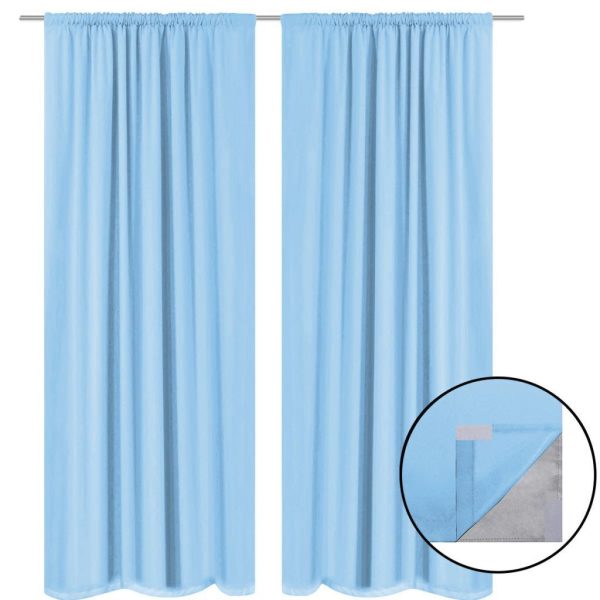 2 pcs Energy-saving Blackout Curtains Double Layer 140 x 245 cm – Turquoise