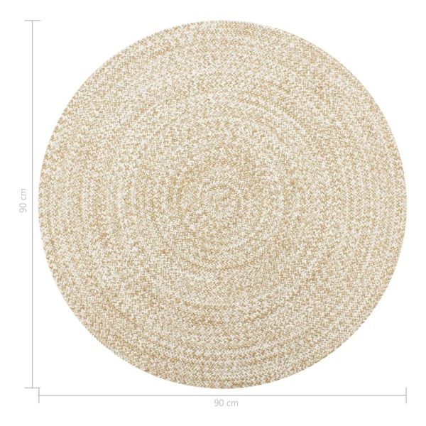 Handmade Rug Jute White and Natural – 90 cm