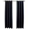 Blackout Curtains with Metal Rings 2 pcs 140×245 cm – Black