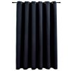 Blackout Curtain with Metal Rings 290×245 cm – Black