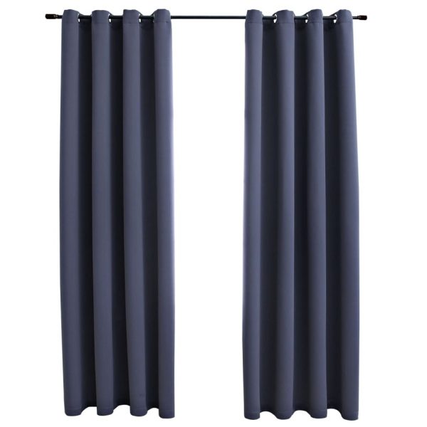 Blackout Curtains with Metal Rings 2 pcs 140×245 cm – Anthracite
