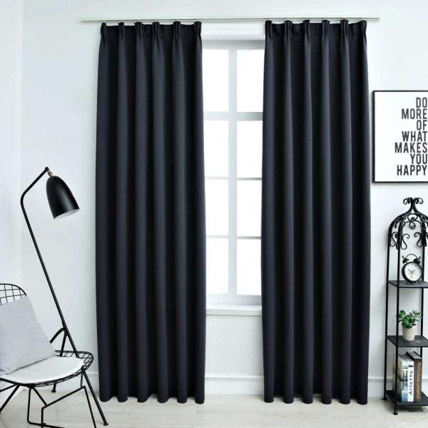 Blackout Curtains with Hooks 2 pcs 140×245 cm – Anthracite