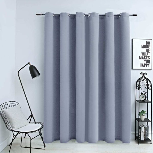 Blackout Curtain with Metal Rings 290×245 cm – Grey