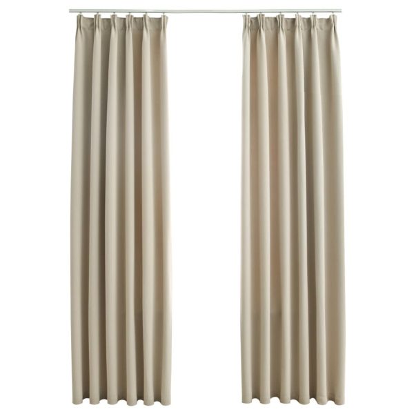 Blackout Curtains with Hooks 2 pcs 140×245 cm – Beige