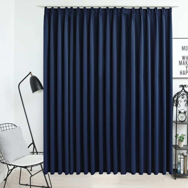 Blackout Curtain with Hooks 290×245 cm – Blue