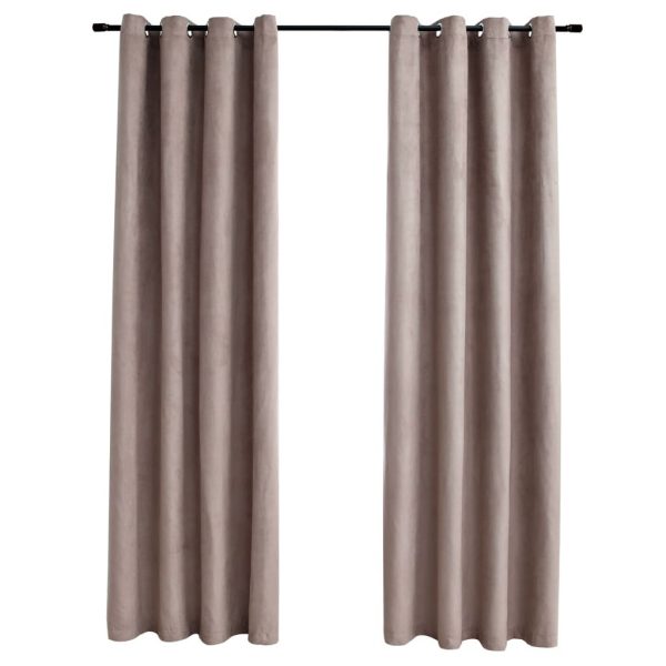 Blackout Curtains with Metal Rings 2 pcs – 140×245 cm, Taupe
