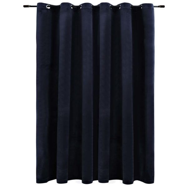 Blackout Curtain with Metal Rings Velvet 290×245 cm – Black