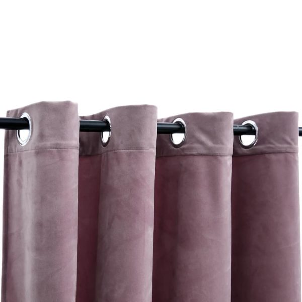 Blackout Curtain with Metal Rings Velvet 290×245 cm – Antique Pink