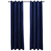 Blackout Curtains with Rings 2 pcs Velvet – 140×175 cm, Dark Blue