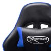 Gaming Chair and Artificial Leather – Black and Blue, With Footrest