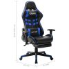 Gaming Chair and Artificial Leather – Black and Blue, With Footrest