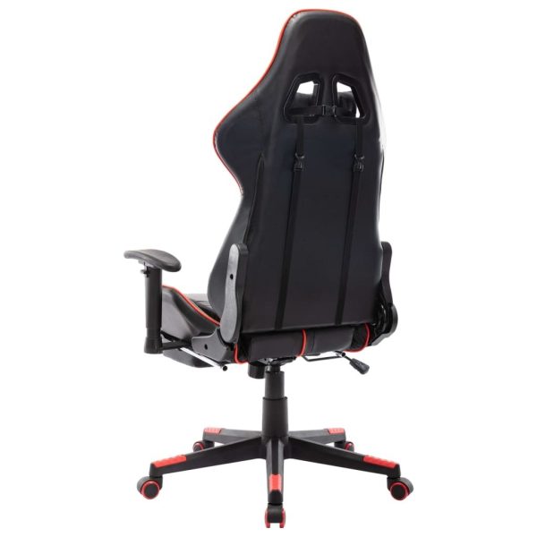 Gaming Chair and Artificial Leather – Black and Red, With Footrest