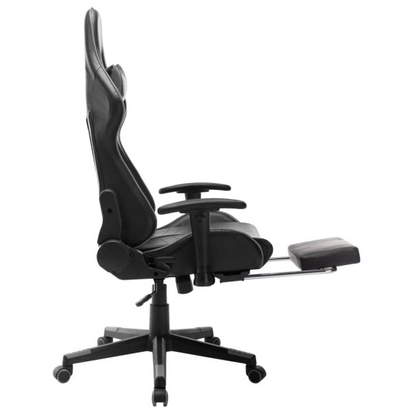 Gaming Chair and Artificial Leather – Black and Grey, With Footrest