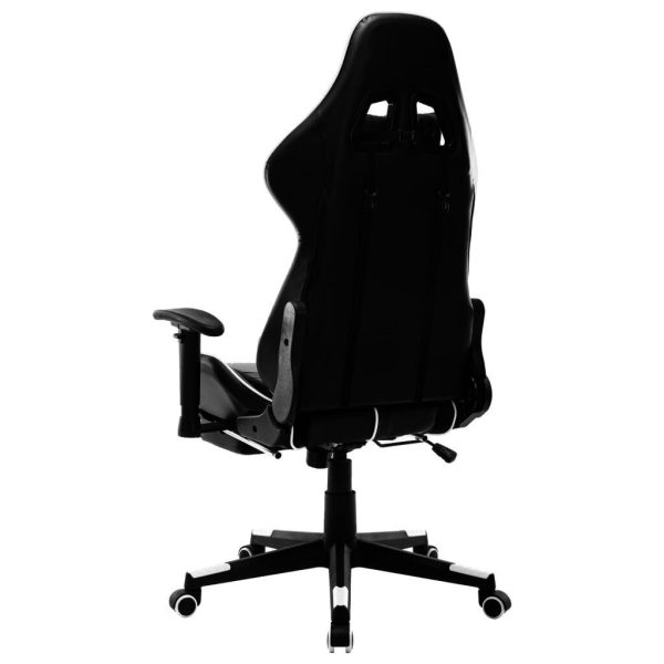 Gaming Chair and Artificial Leather – Black and White, With Footrest