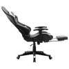 Gaming Chair and Artificial Leather – Black and White, With Footrest