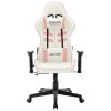 Gaming Chair and Artificial Leather – White and Pink, Without Footrest