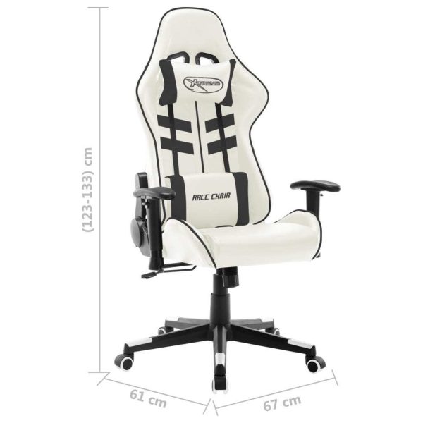 Gaming Chair and Artificial Leather – White and Black, Without Footrest