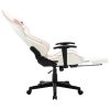 Gaming Chair and Artificial Leather – White and Pink, With Footrest