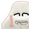 Gaming Chair and Artificial Leather – White and Pink, With Footrest