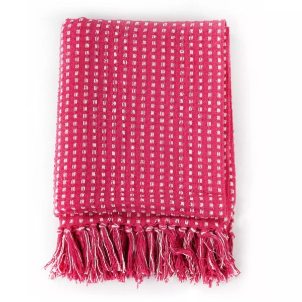 Throw Cotton Herringbone – 160×210 cm, Pink