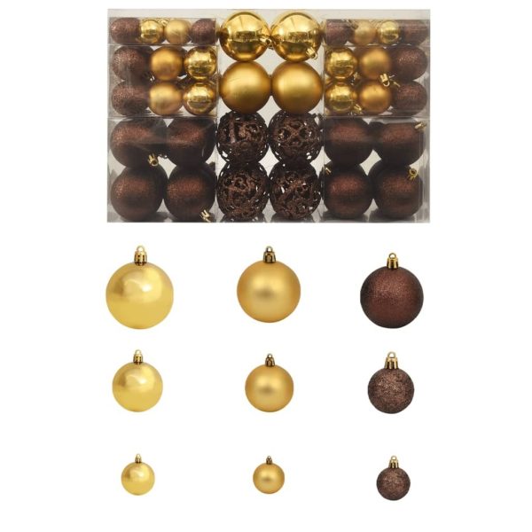 100 Piece Christmas Ball Set 3/4/6 cm – Brown/Bronze/Gold