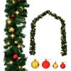Christmas Garland Decorated with Baubles and LED Lights – 10 M
