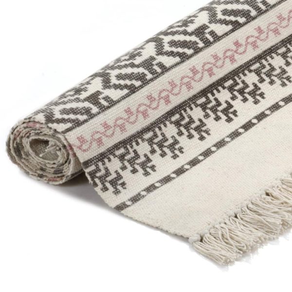 Kilim Rug Cotton with Pattern Grey/Pink – 120×180 cm