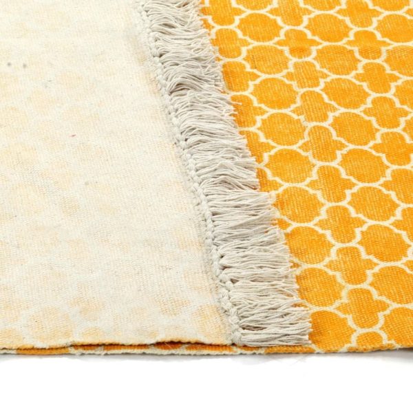Kilim Rug Cotton with Pattern Yellow – 160×230 cm