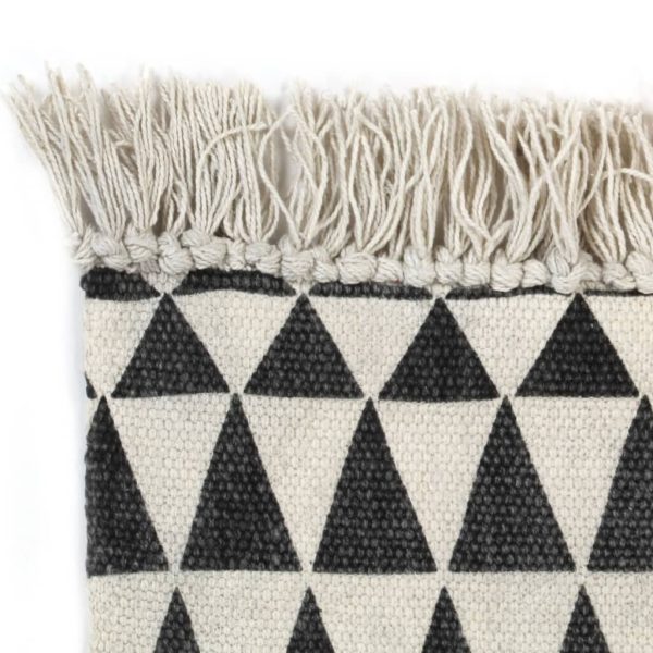 Kilim Rug Cotton with Pattern Black/White – 120×180 cm