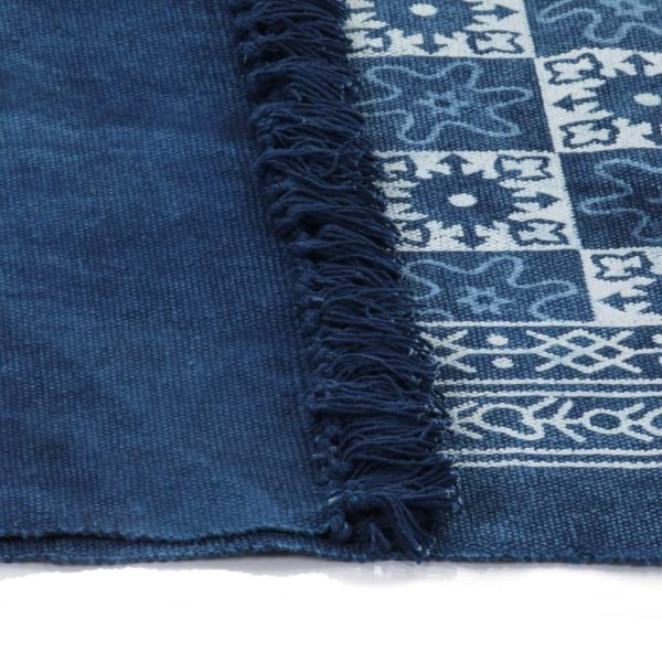 Kilim Rug Cotton with Pattern Blue – 160×230 cm