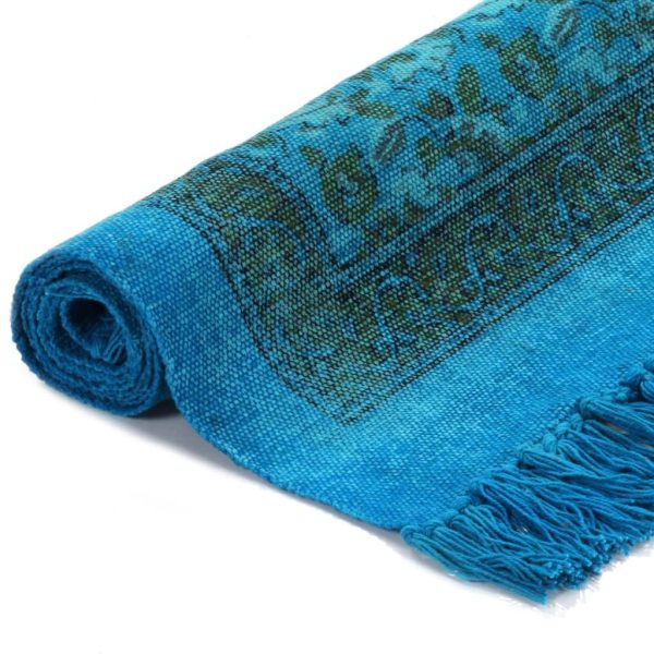 Kilim Rug Cotton with Pattern – 160×230 cm, Turquoise