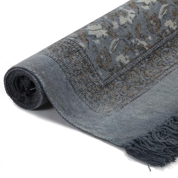Kilim Rug Cotton with Pattern – 120×180 cm, Grey